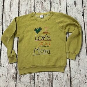 Vintage 1980s I Love You Mom Crewneck Pullover Jumper 80s Sweatshirt